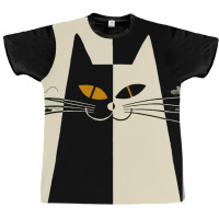 Vintage Black And White Cat Cute Design For Cats L Graphic T-shirt | Artistshot