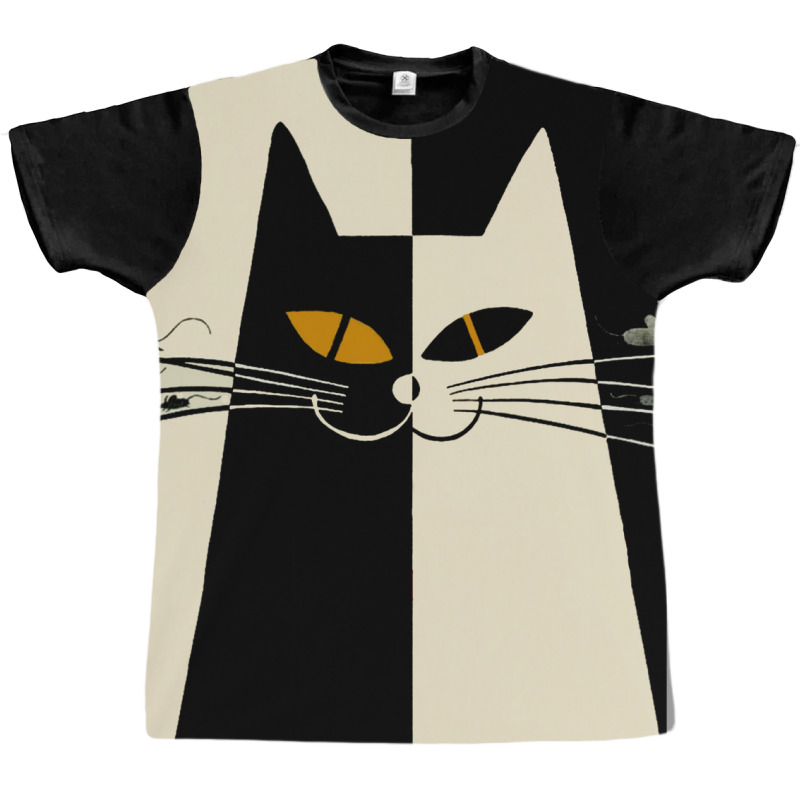 Vintage Black And White Cat Cute Design For Cats L Graphic T-shirt by cuaylaaarzoa | Artistshot