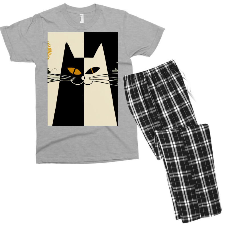 Vintage Black And White Cat Cute Design For Cats L Men's T-shirt Pajama Set by cuaylaaarzoa | Artistshot