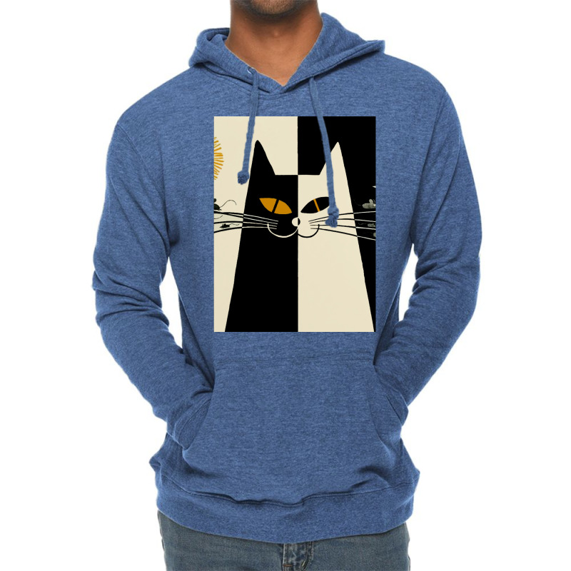 Vintage Black And White Cat Cute Design For Cats L Lightweight Hoodie by cuaylaaarzoa | Artistshot