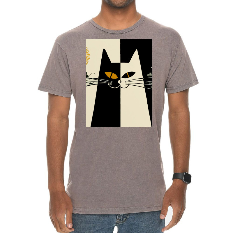 Vintage Black And White Cat Cute Design For Cats L Vintage T-Shirt by cuaylaaarzoa | Artistshot