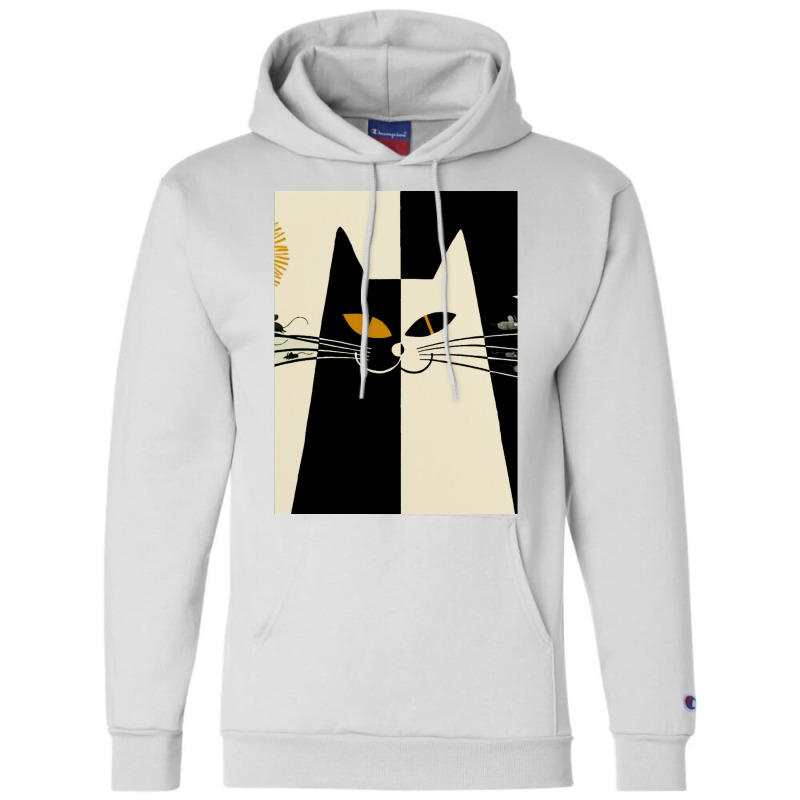 Vintage Black And White Cat Cute Design For Cats L Champion Hoodie by cuaylaaarzoa | Artistshot