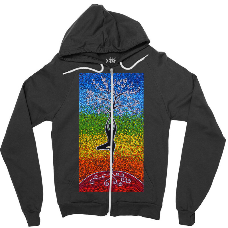 Yoga Tree Of Life Vintage Girl Meditation Yoga Lov Zipper Hoodie by cuaylaaarzoa | Artistshot