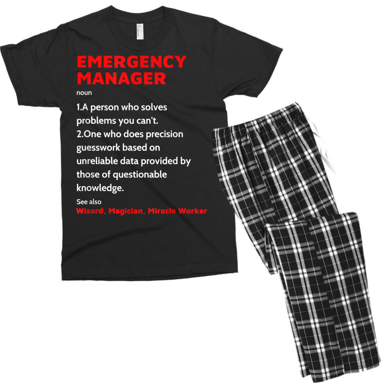 Emergency Manager Funny Management Definition Noun Men's T-shirt Pajama Set | Artistshot