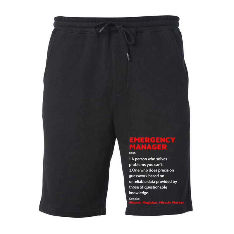 Emergency Manager Funny Management Definition Noun Fleece Short | Artistshot