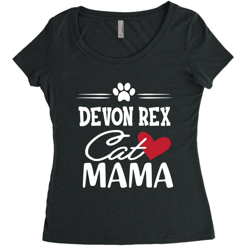 Hot Trend Devon Rex Cat Mama Women's Triblend Scoop T-shirt by rebeccacameron | Artistshot