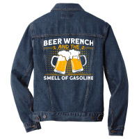 Beer Wrench Smell Of Gasoline Car Mechanic Cute Men Denim Jacket | Artistshot