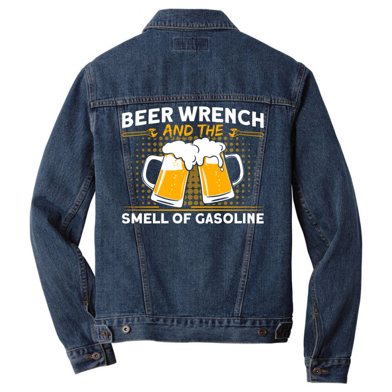 Beer Wrench Smell Of Gasoline Car Mechanic Cute Men Denim Jacket | Artistshot