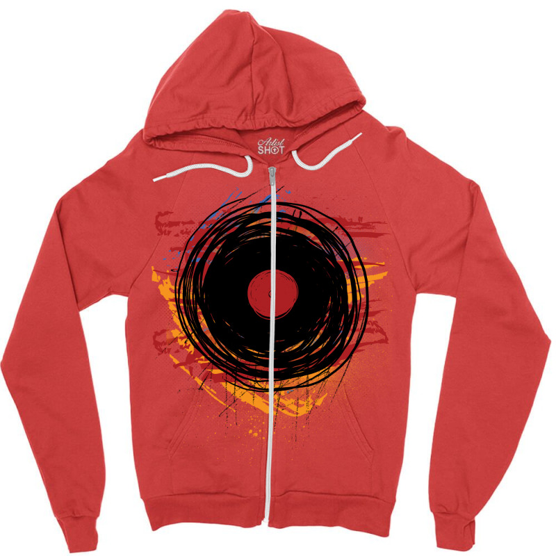 Vinyl Record Retro Grunge With Paint And Scratches Zipper Hoodie | Artistshot