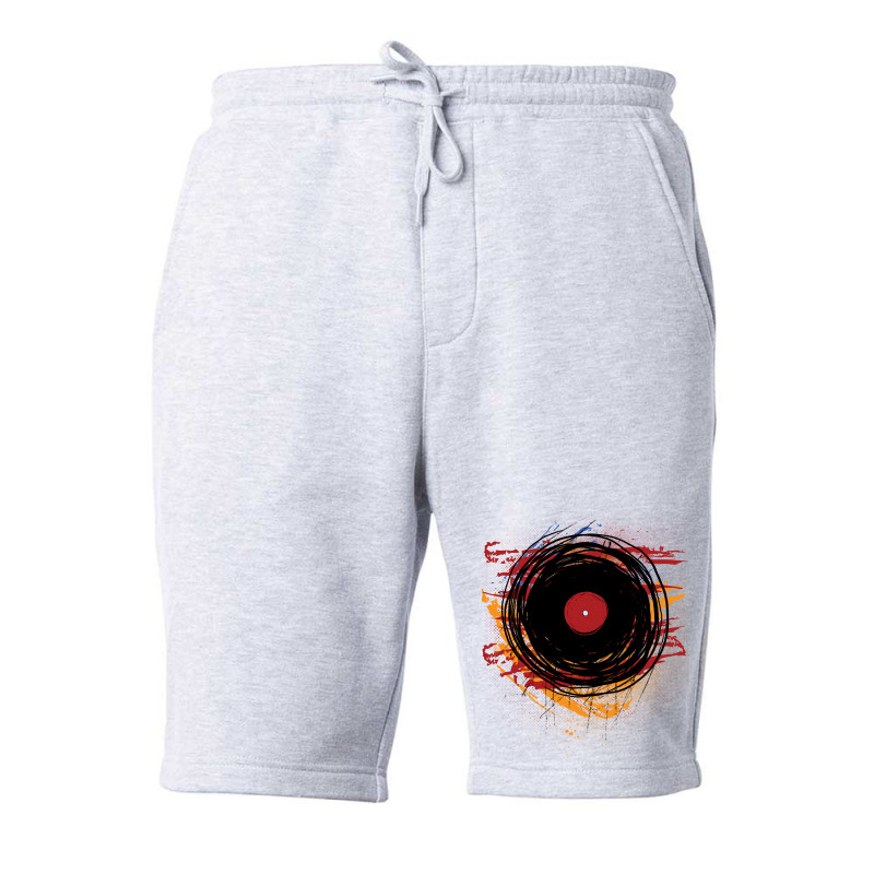 Vinyl Record Retro Grunge With Paint And Scratches Fleece Short | Artistshot