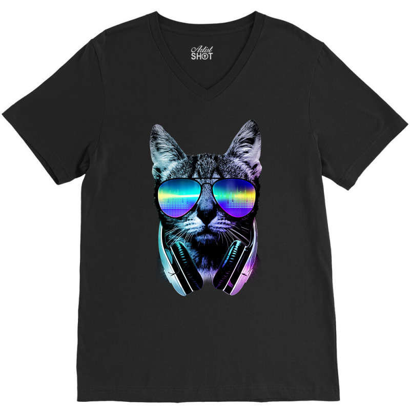 Music Lover Cat V-neck Tee | Artistshot