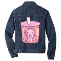 Cute Axolotl In Bubble Tea Funny Tumblr Men Denim Jacket | Artistshot