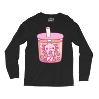 Cute Axolotl In Bubble Tea Funny Tumblr Long Sleeve Shirts | Artistshot