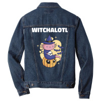 Cute Axolotl Witch With Pumpkin Halloween Music Men Denim Jacket | Artistshot