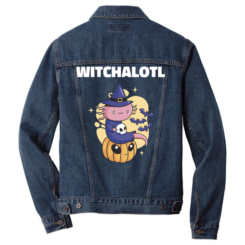 Cute Axolotl Witch With Pumpkin Halloween Music Men Denim Jacket by oreilywendyo | Artistshot