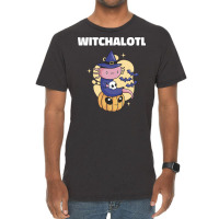 Cute Axolotl Witch With Pumpkin Halloween Music Vintage T-shirt | Artistshot