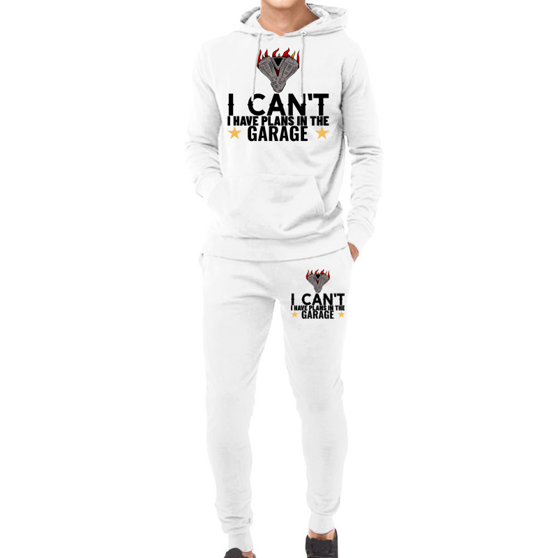 I Cant I Have Plans In The Garage Motor Black Text Hoodie & Jogger set by ntallashykidx | Artistshot