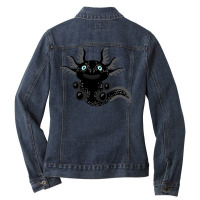 Cute Black Axolotl From The Space Trending Ladies Denim Jacket | Artistshot