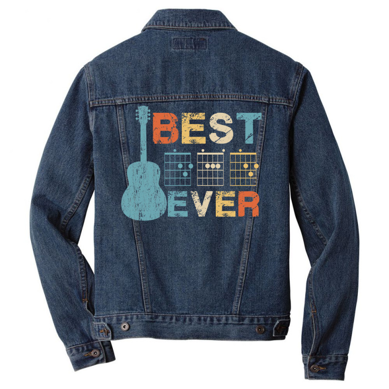 Best Dad Ever Guitar Chords Musician Funny Fathers Men Denim Jacket by enzormiersh | Artistshot