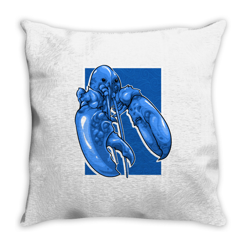 Funny Jumpscare Lobster Meme Blue Crustacean Pullo Throw Pillow | Artistshot