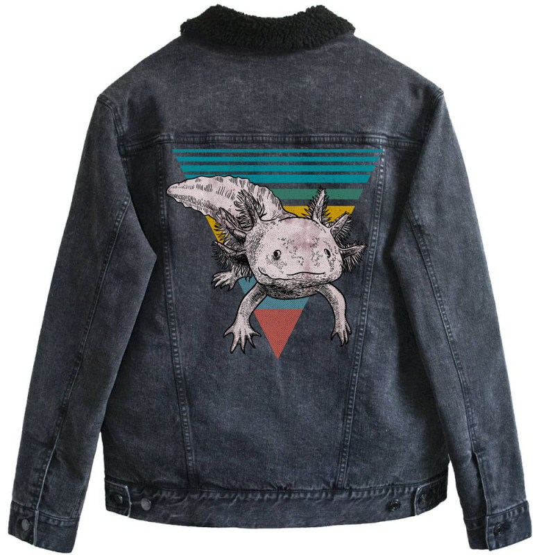 Vintage Axolotl Questions Girl Unisex Sherpa-lined Denim Jacket | Artistshot