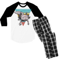 Vintage Axolotl Questions Girl Men's 3/4 Sleeve Pajama Set | Artistshot