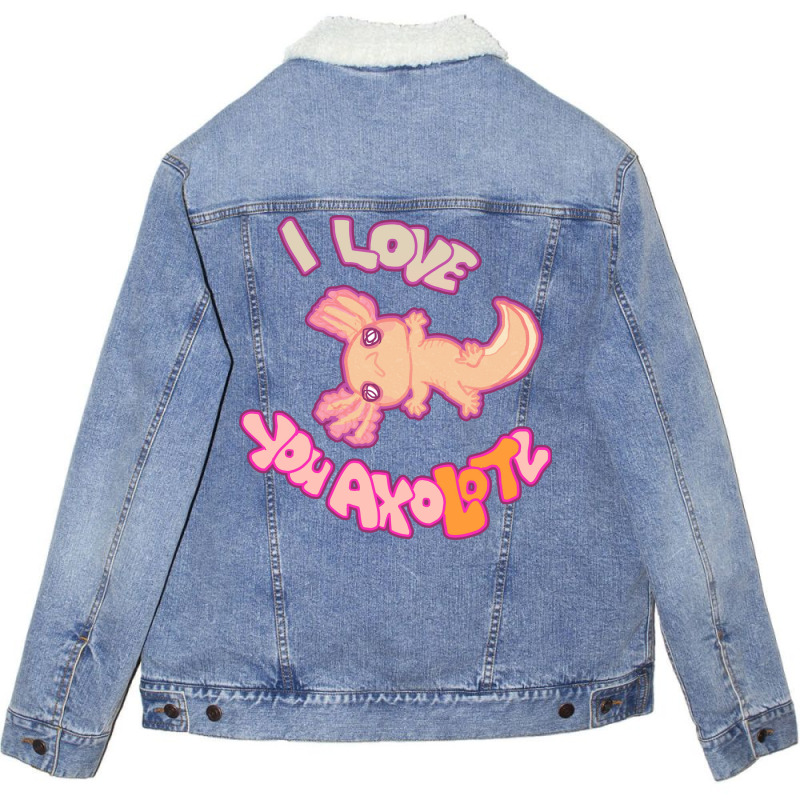 I Love You Axolotl Gold Mud Puppy Tshirt Aesthetic Unisex Sherpa-Lined Denim Jacket by oreilywendyo | Artistshot