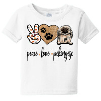 Funny Peace Love Pekingese Dog Lover T Shirt Baby Tee | Artistshot