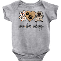 Funny Peace Love Pekingese Dog Lover T Shirt Baby Bodysuit | Artistshot