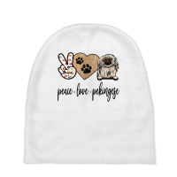 Funny Peace Love Pekingese Dog Lover T Shirt Baby Beanies | Artistshot