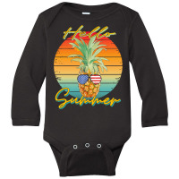 Hello Summer Pineapple T  Shirthello Summer Pineapple T  Shirt (1) Long Sleeve Baby Bodysuit | Artistshot