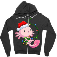 Santa Axolotl Christmas Tree Lights Lizard Xmas Sa Zipper Hoodie | Artistshot