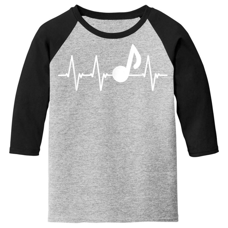 Music Note Heartbeat Gift Instrument T Shirt Youth 3/4 Sleeve by genousuv | Artistshot