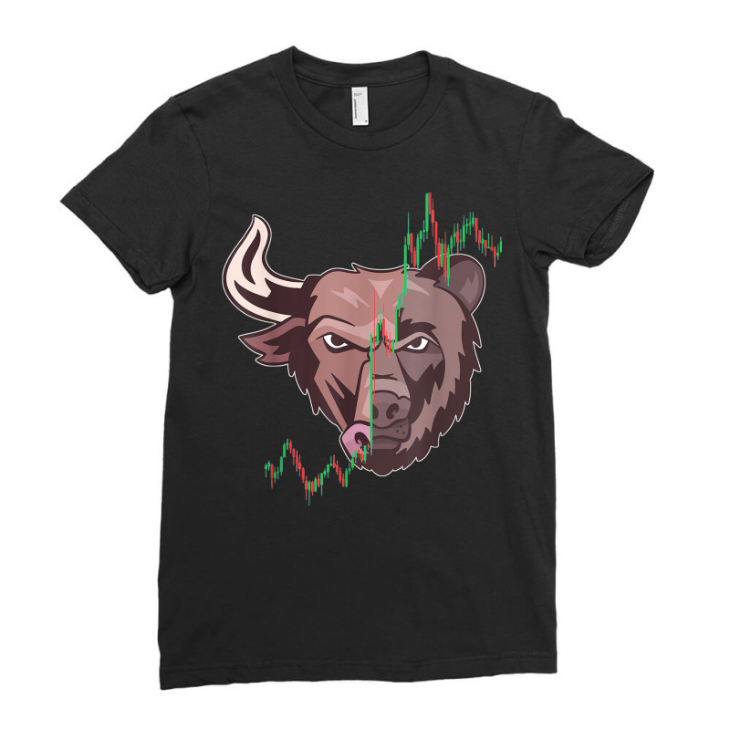 Bull Vs Bear Candlestick Chart Stock Market Invest Ladies Fitted T-Shirt by mheny | Artistshot