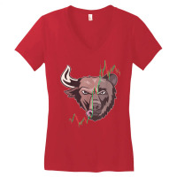 Bull Vs Bear Candlestick Chart Stock Market Invest Women's V-neck T-shirt | Artistshot