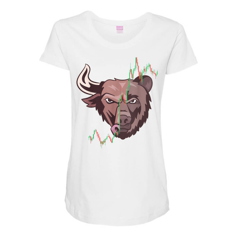 Bull Vs Bear Candlestick Chart Stock Market Invest Maternity Scoop Neck T-shirt by mheny | Artistshot