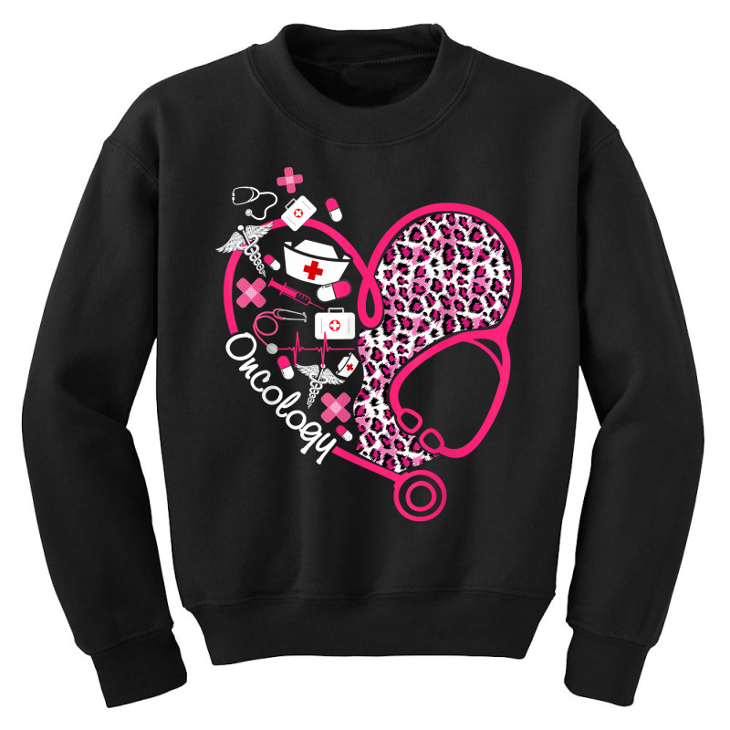 Leopard Heart Stethoscope Oncology Nurse Valentine Youth Sweatshirt by chomibe | Artistshot