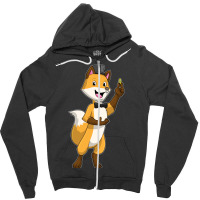 Fox As Groom With Wedding Ring Hipster Zipper Hoodie | Artistshot