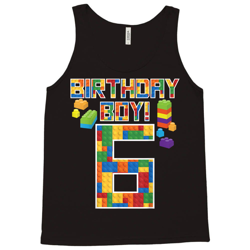 Cute 6th Birthday Gift 6 Years Old Block Building Boys Kids T Shirt Tank Top by adam.troare | Artistshot