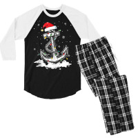 Anchor Boating Sailing Christmas Santa Hat Lights Men's 3/4 Sleeve Pajama Set | Artistshot