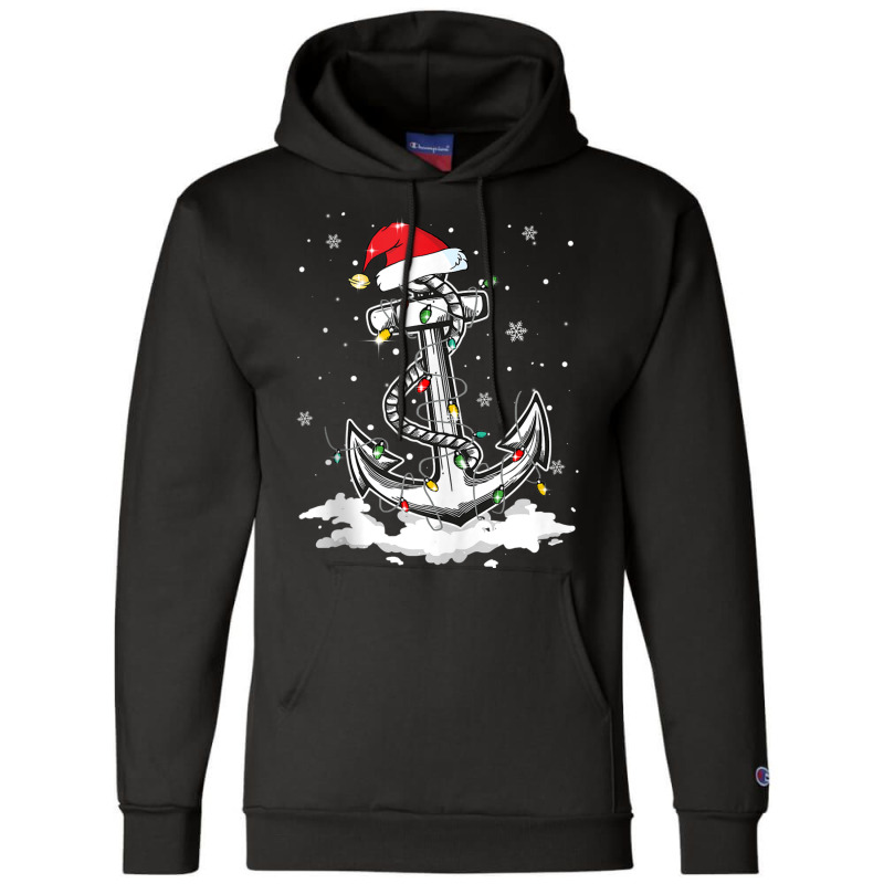 Anchor Boating Sailing Christmas Santa Hat Lights Champion Hoodie | Artistshot