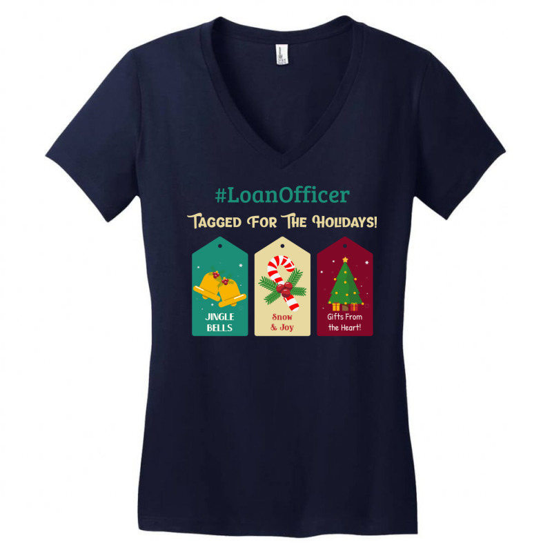 Loan Officer Christmas Gift Tag Funny Holiday Bell Women's V-Neck T-Shirt by idemanhirie | Artistshot