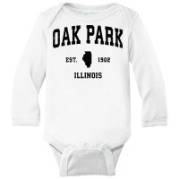 Oak Park Illinois Il Vintage Sports Design Black P Long Sleeve Baby Bodysuit | Artistshot