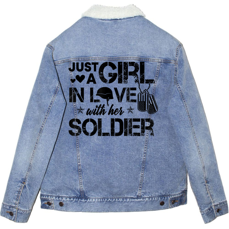 Just A Girl In Love With Her Soldier Army Girlfrie Unisex Sherpa-lined Denim Jacket | Artistshot