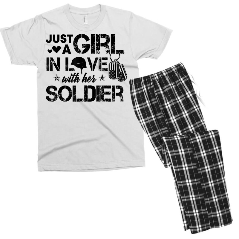 Just A Girl In Love With Her Soldier Army Girlfrie Men's T-shirt Pajama Set | Artistshot