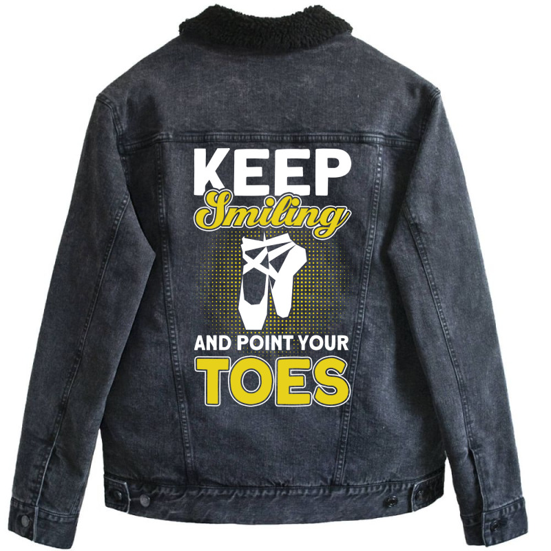 Keep Smiling And Point Your Toes Ballet Dancer Ret Unisex Sherpa-Lined Denim Jacket by efawcuro9 | Artistshot