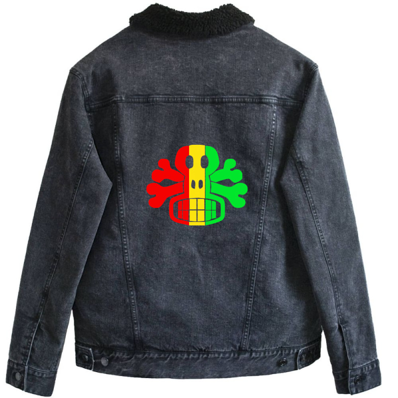 Rasta Skull And Crossbones Unisex Sherpa-lined Denim Jacket | Artistshot