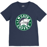 I Heart Cats And Coffee V-neck Tee | Artistshot