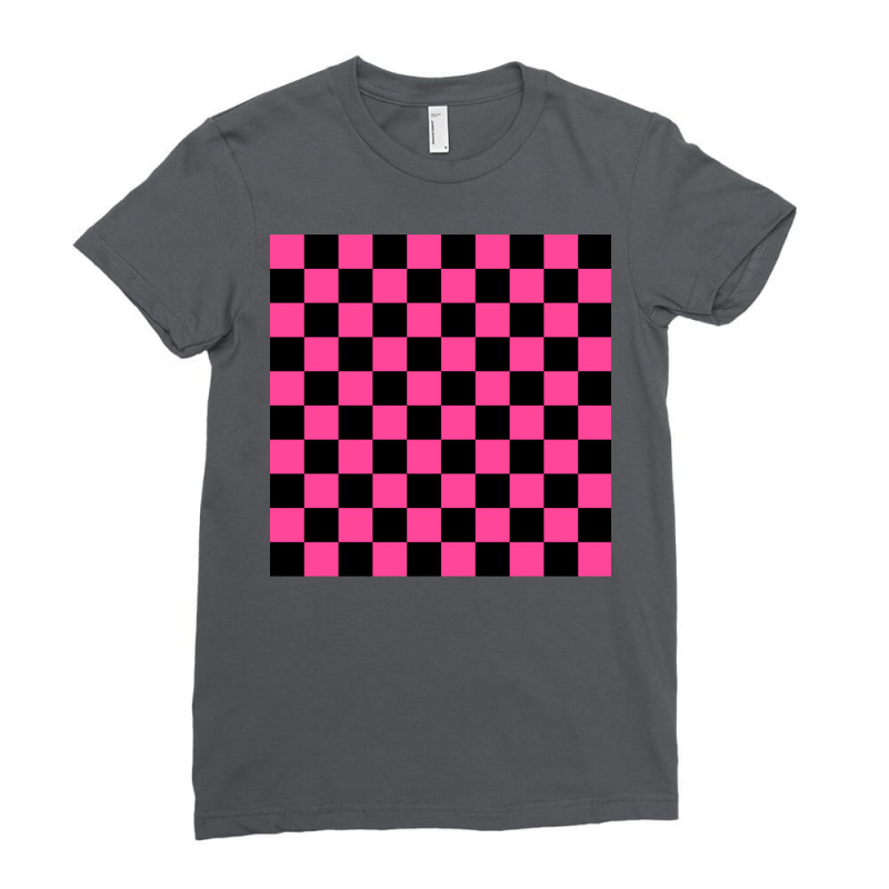 Black And Pink Checkerboard Pattern Ladies Fitted T-Shirt by ehrdokesl | Artistshot