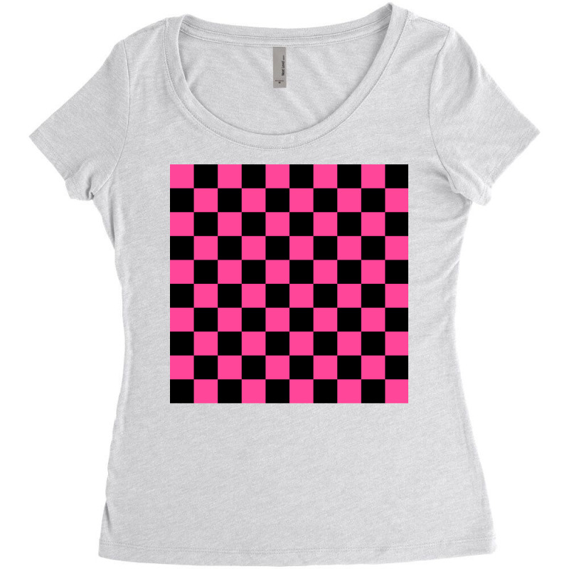 Black And Pink Checkerboard Pattern Women's Triblend Scoop T-shirt by ehrdokesl | Artistshot